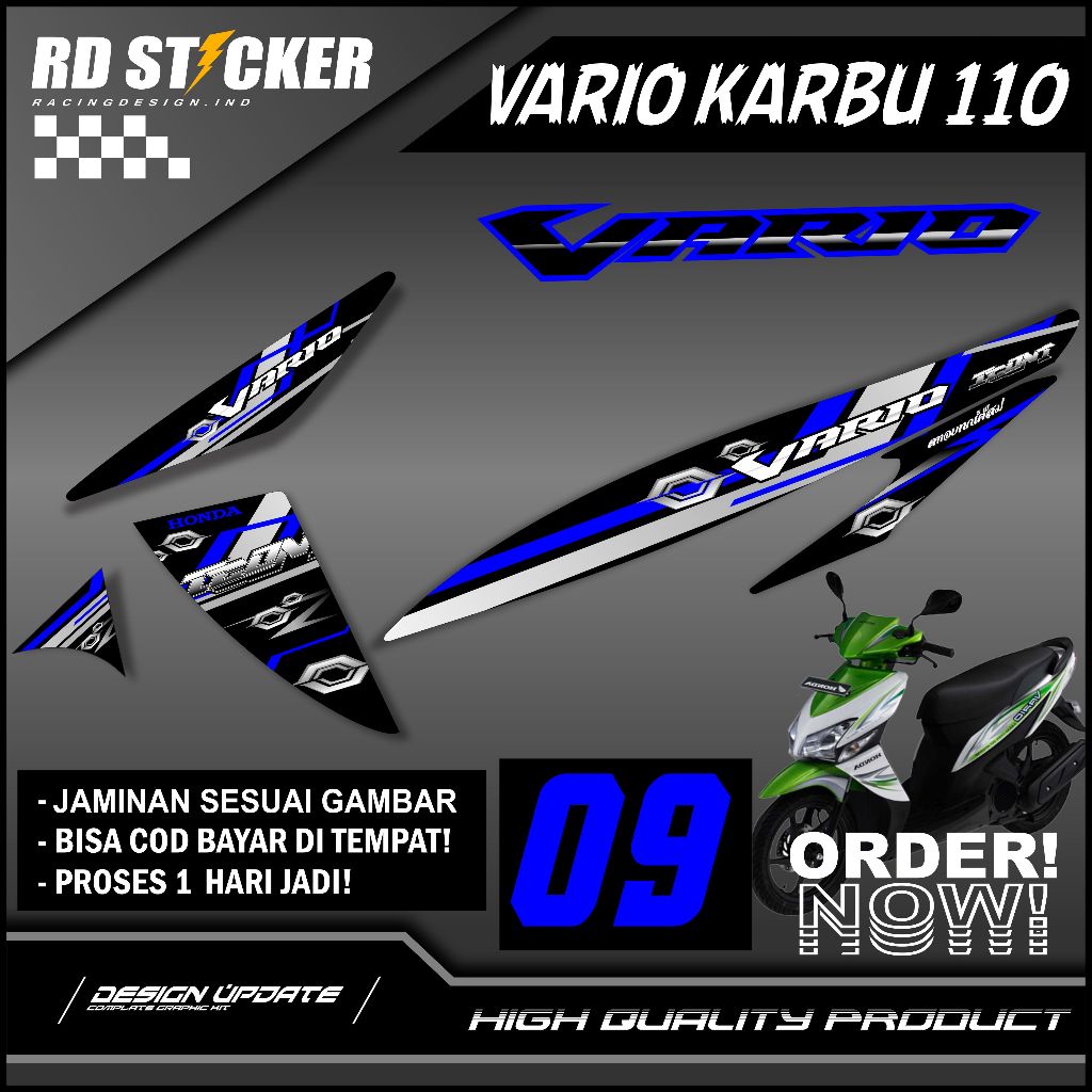STRIPING STIKER MOTOR HONDA VARIO 110 KARBU OLD DECAL CUSTOM STICKER VARIAN ICON THAILAND MURAH
