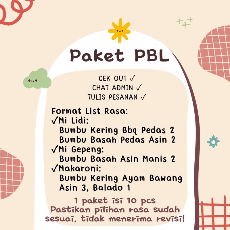 

{PAKET ISI 10} Mi Lidi Mi Gepeng Makaroni {bebas pilih bumbu bisa basah/kering/mix}