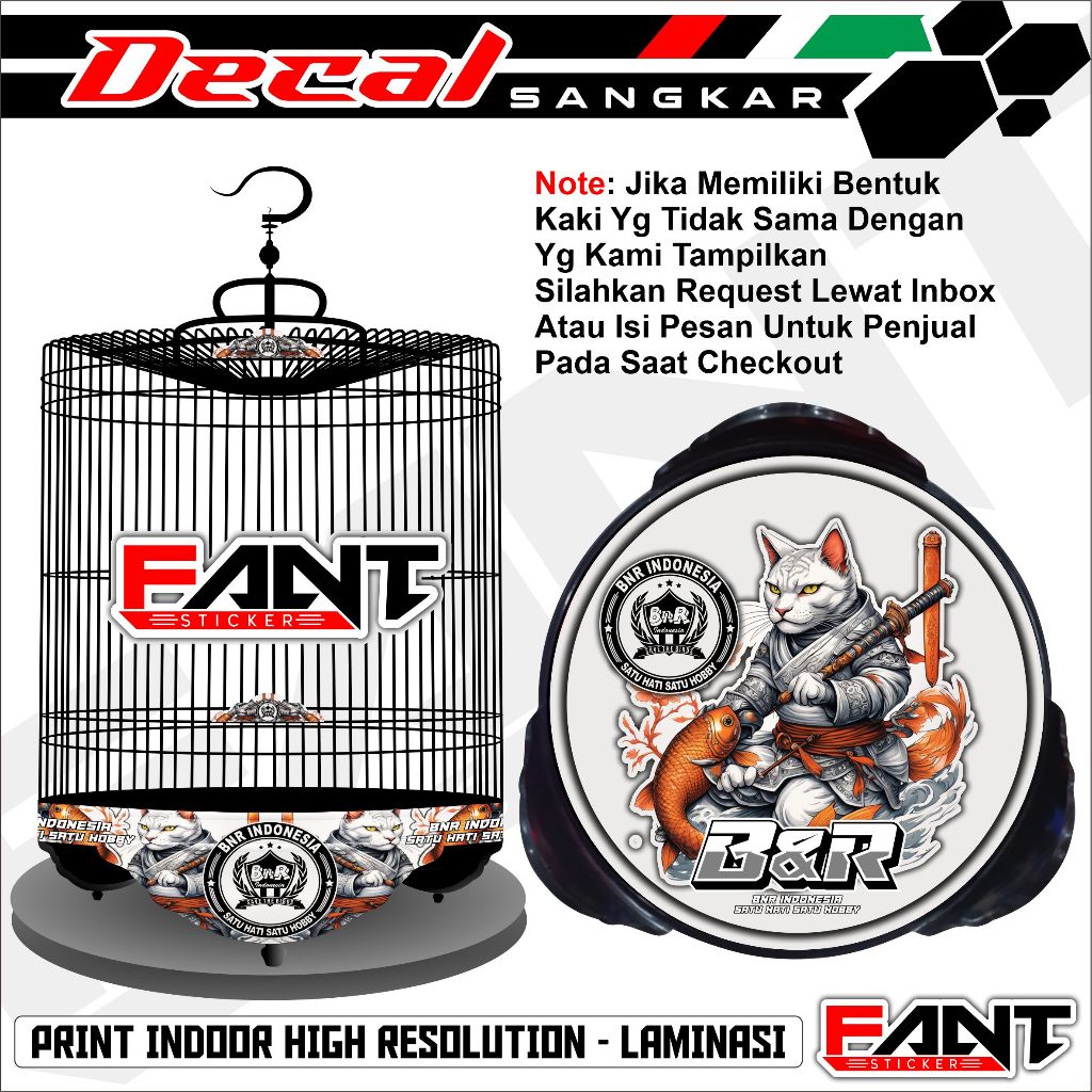 Stiker Sangkar Murai BNR Cat White