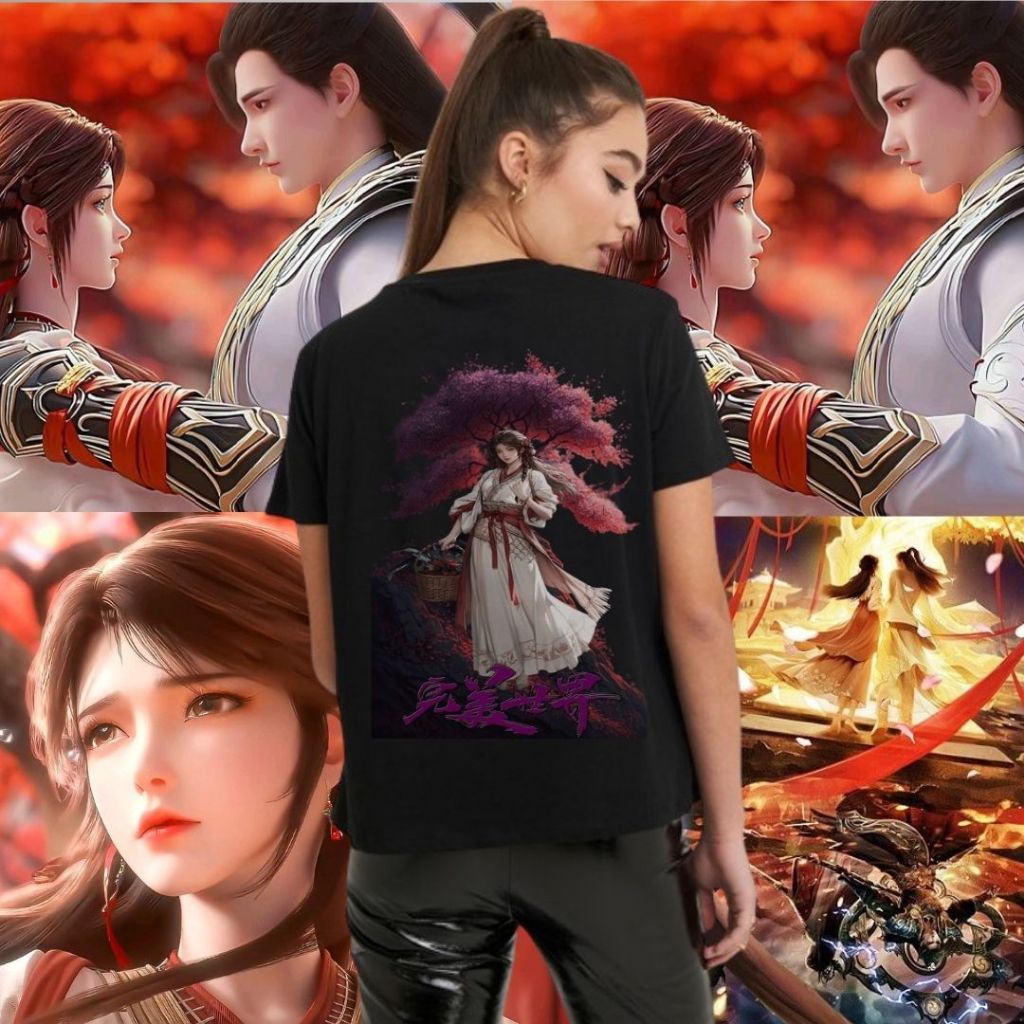 XIAOXIAO - Kaos Perfect World Huo Ling'er Shi Hao Huang Kaos Donghua Kaos Model Kekinian Anime Kaos 