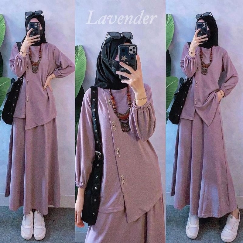 Baju Setelan Rok Korean Style One Set Kain Knit Premium | Elegan | Barefa