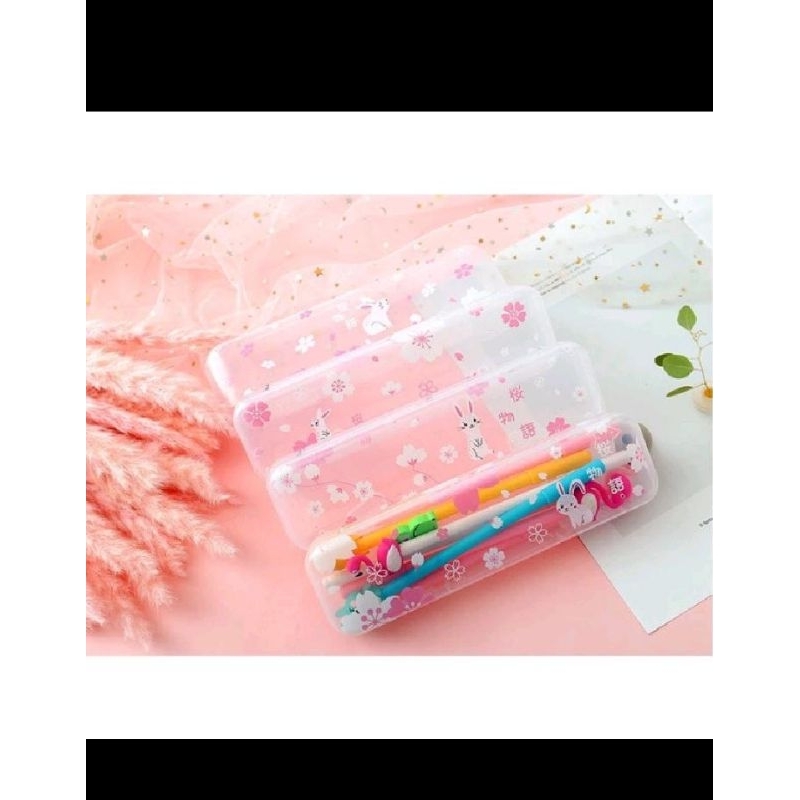 

KIYOWO 1 PCS PENCIL CASE CUTE BUNNY CHERRY BLOSSOM AESTHETIC
