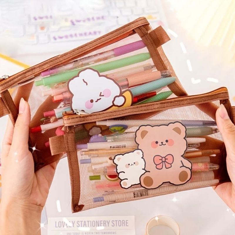 

KIYOWO 1 PCS POUCH PENCIL LOVE & CUTE BEAR AESTHETIC