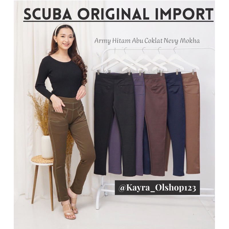 Celana Panjang Wanita Merek Saya Jumbo | Celana Wanita Bahan Scuba Import Terbaru - Tebal & Lembut