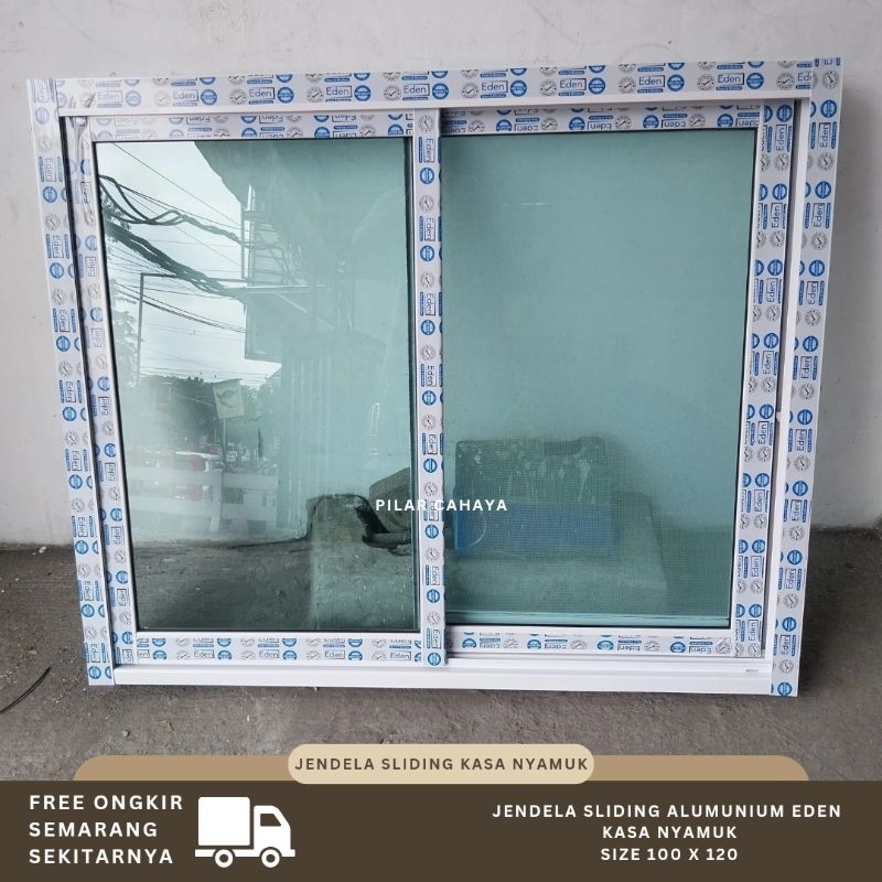 Jendela Sliding Alumunium Eden 100 x 120 kasa nyamuk