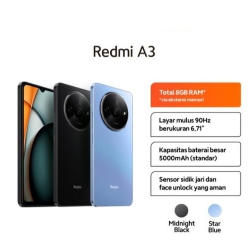HP Xiaomi Redmi A3 ram4/128 Garansi Resmi Indonesia