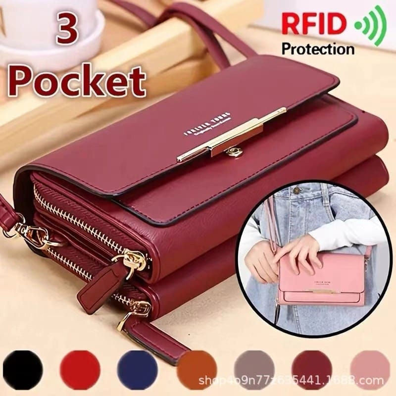 C270-4 Tas Selempang Wanita Handbag Tas Kulit Dompet Panjang HP Tebal Cewek Multifungsi IMPORT ORI F