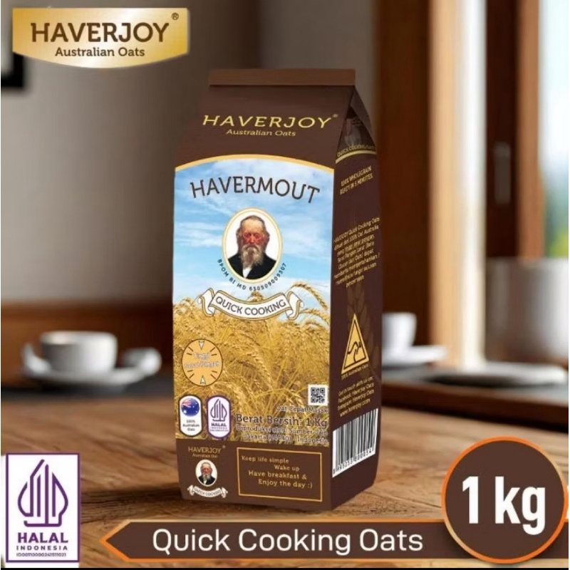

Haverjoy Quick Cooking Oats 1kg Australian Oats Halal Havermout MUI