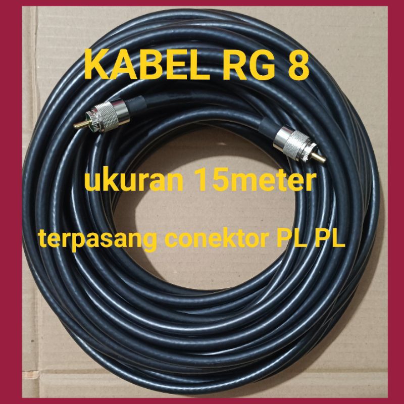 Kabel Antena bikinan RG 8 sudah terpasang conektor PL PL ukuran 15meter serabut