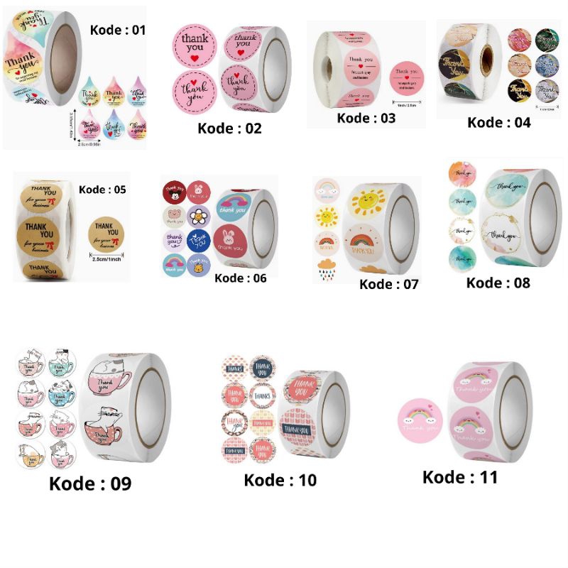 

50 Pcs/1 Roll isi 500 Sticker/Stiker Label Thank You/Terima Kasih