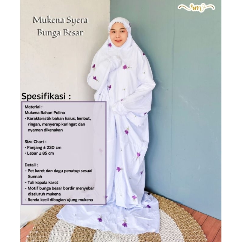 Mukena Dewasa Polino Syera Bunga Tabur Terusan