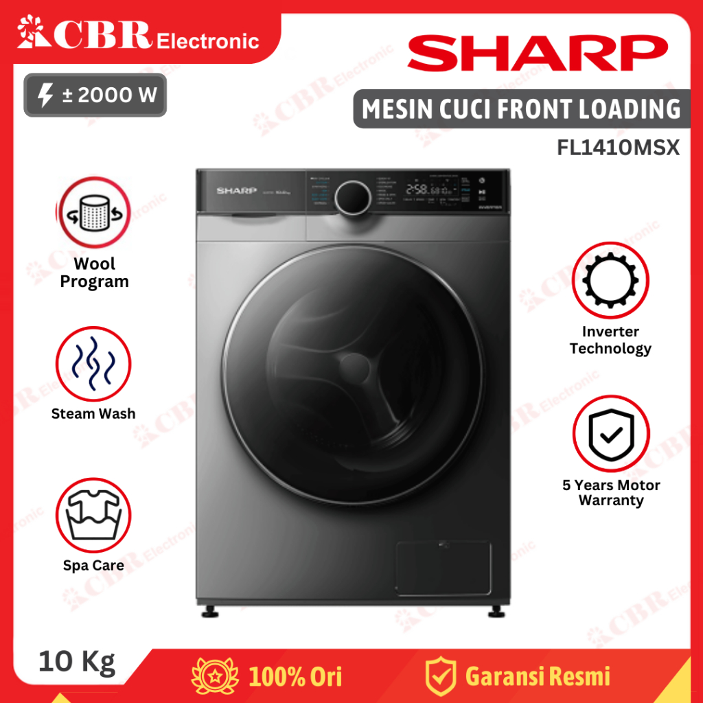 Mesin Cuci SHARP FRONT LOADING 10 KG FL1410MSX