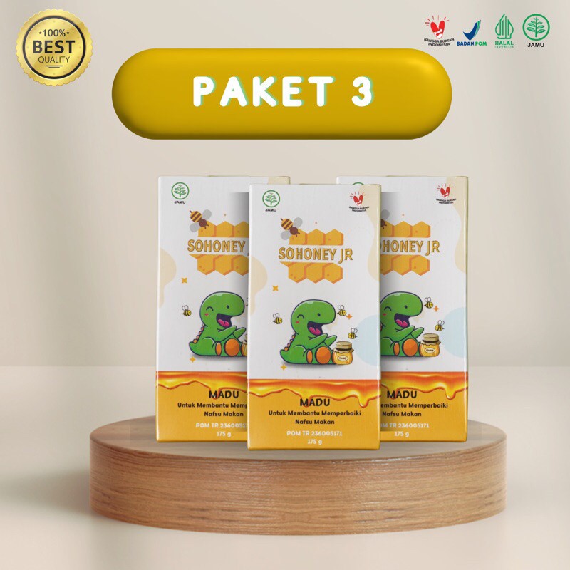 

[ LEBIH MURAH PAKET BELI 2 FREE 1 ] Sohoney Jr Madu Nafsu Makan Akan 3 pcs