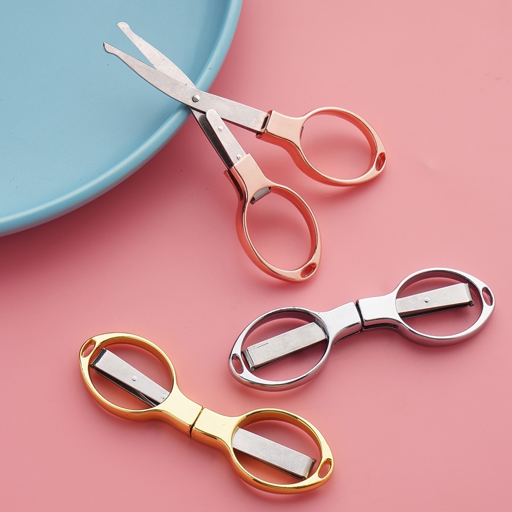 

Gunting Rose Gold Lipat Portable Stainless Steel Gunting Travel Folding Scissors Gunting Mini Lipat Model Kacamata