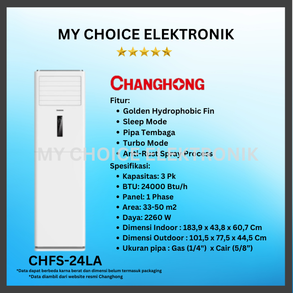 CHANGHONG AC FLOOR STANDING 3PK CHFS-24LA | AC CHANGHONG 3 PK CHFS24LA