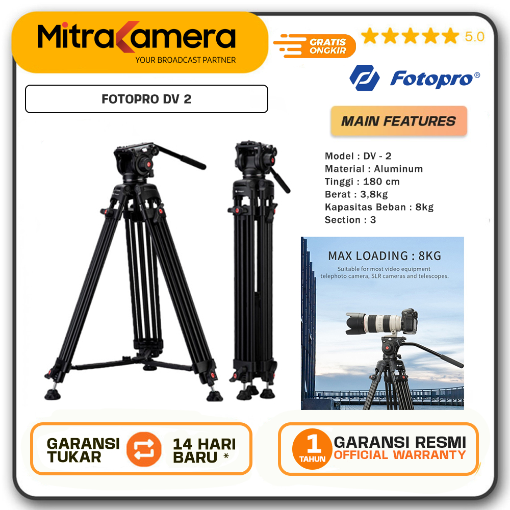 Tripod video professional Fotopro DV 2 - Tripod Kamera