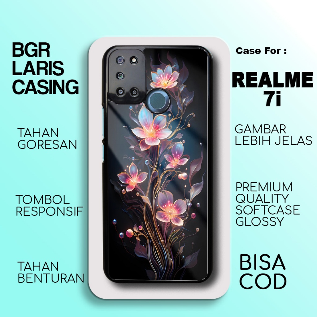 Case Realme 7i Terbaru - Realme 7i - Motif Flower - Hardcase Premium Glossy - Softcase Hp Realme Bgr
