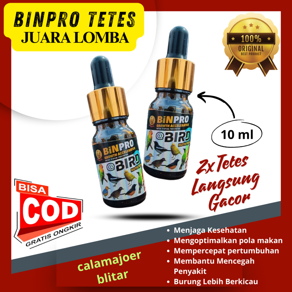 Binpro Tetes Nutrisi dan Suplemen Khusus Burung Penggacor Burung LOVEBIRD - 10 ml