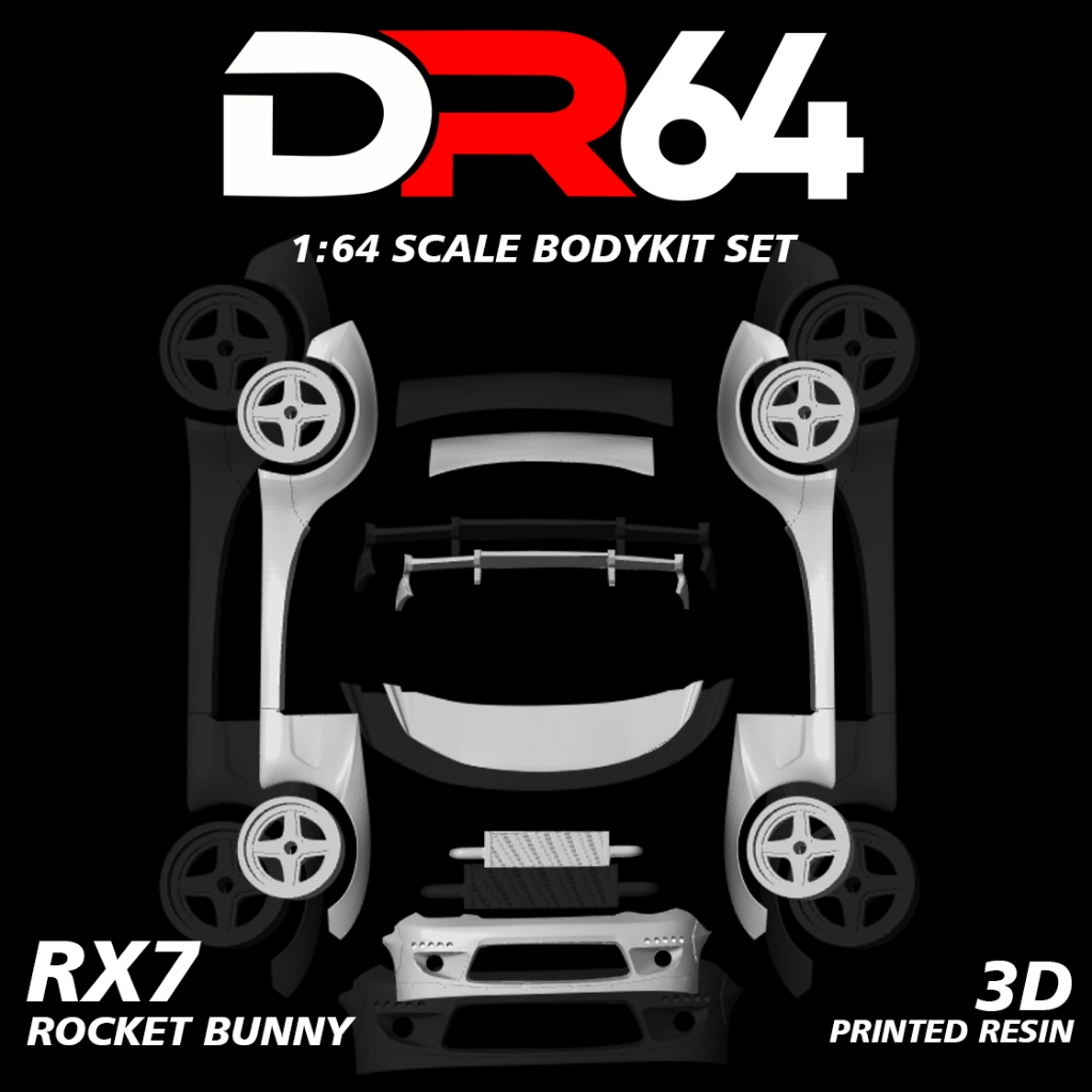 Bodykit Hotwheels RX 7 Rocket Bunny / Body Kit Custom Mini GT / Inno64 / Tarmac / Tomica