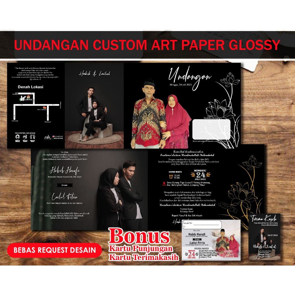 UNDANGAN CUSTOM GLOSSY ART PAPER bebas request desain