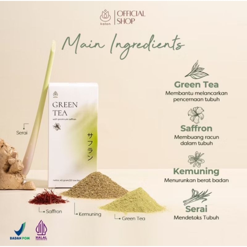 

Kalon tea Premium Saffron teh hijau minuman Pelangsing Alami