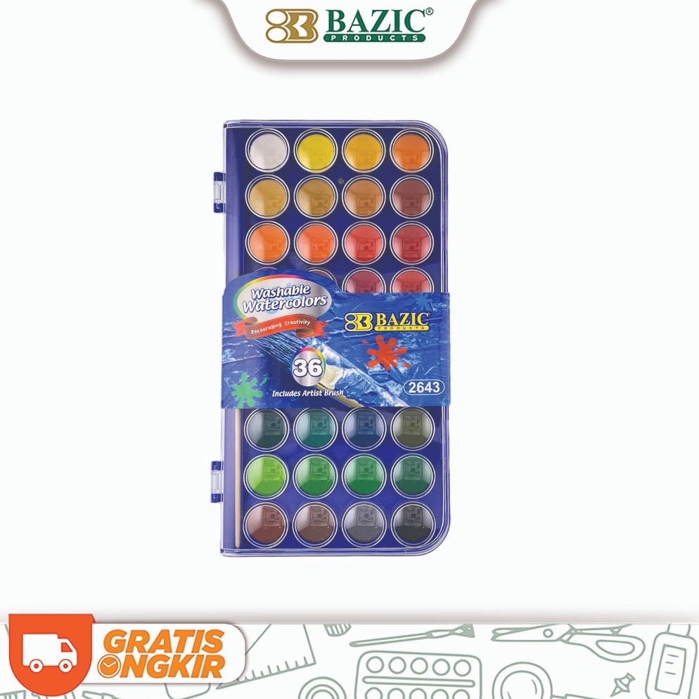 

KODE F2X6 Bazic Washable Watercolors and Brush Set 36 Colors Cat Air