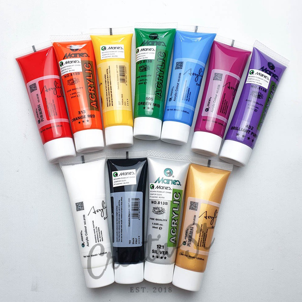 

Maries Acrylic 3 ml Paint Acrylic Set Cat Akrilik Warna Dasar KODE Q4I8