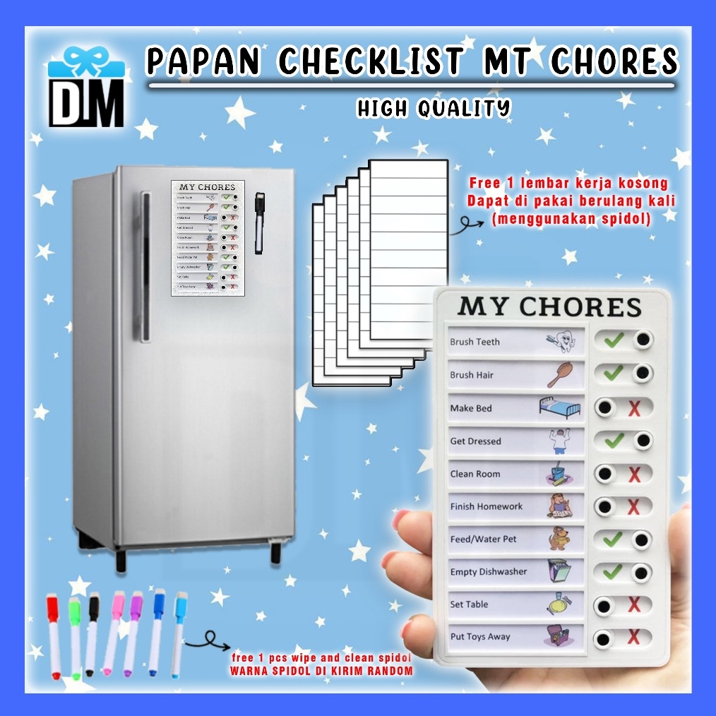 

KODE N9I2 Papan To Do List Papan Jadwal Belajar Magnet Anak Sekolah Kantor My Chores Magnetic M