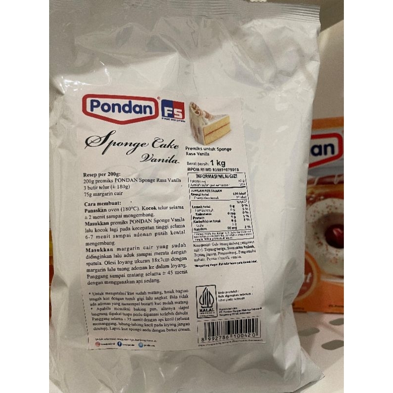 

Pondan Sponge Cake Vanila, Coklat 1kg