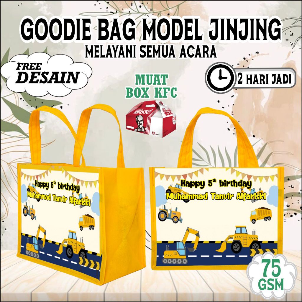

GOODIE BAG/TAS EXCAVATOR/TAS GOODIE BAG LUCU / TAS SPUNBON NONWOVEN / TAS SOUVENIR / TAS ULANG TAHUN ANAK