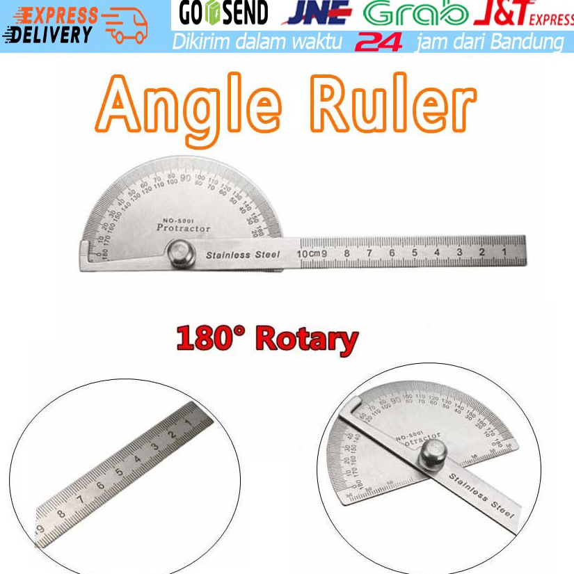 

KODE K6C Stainless Degree protractor busur derajat pengukur sudut penggaris busur Alat Ukur Sudut
