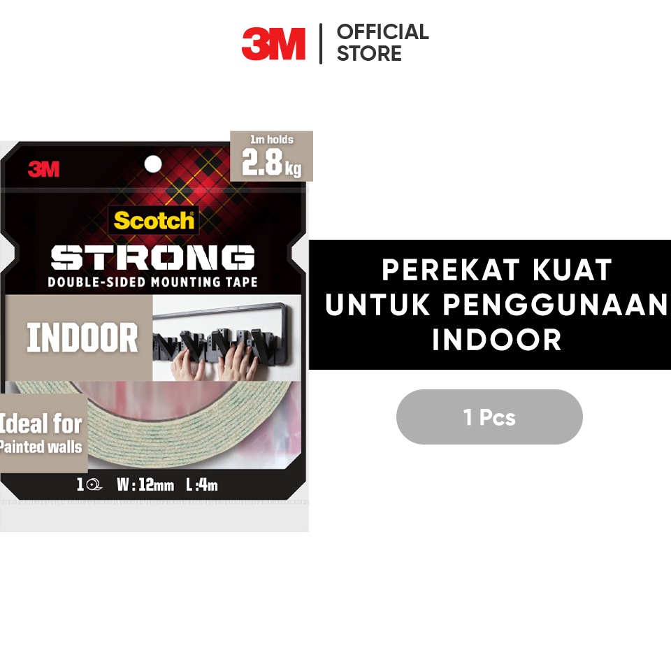 

KODE S9I 3M Scotch Double SidedMounting Tape Strong 1M menahan hingga 45kg 1 pc 1 mm x 4 m Untuk pengunaan dinding dalam ruangan