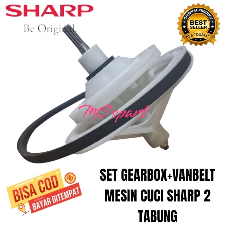 {SHARP ES-T96CL}set gearbox + VANBELT mesin cuci SHARP 2 TABUNG