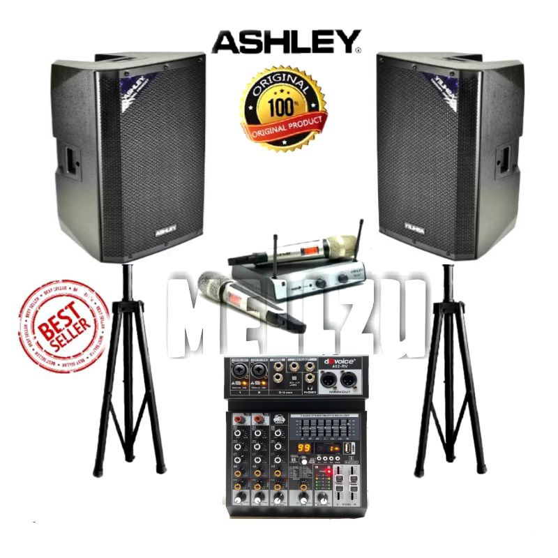 Paket Karaoke Ashley ACT 600 PRO Original 15 inch Plus mixer dB voice 402 RV dan Ashley Voice 1