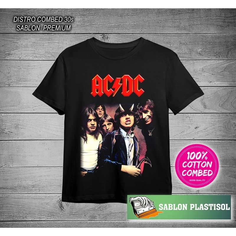 t-shirt terbaru kaos acdc combed premium sablon plastisol original
