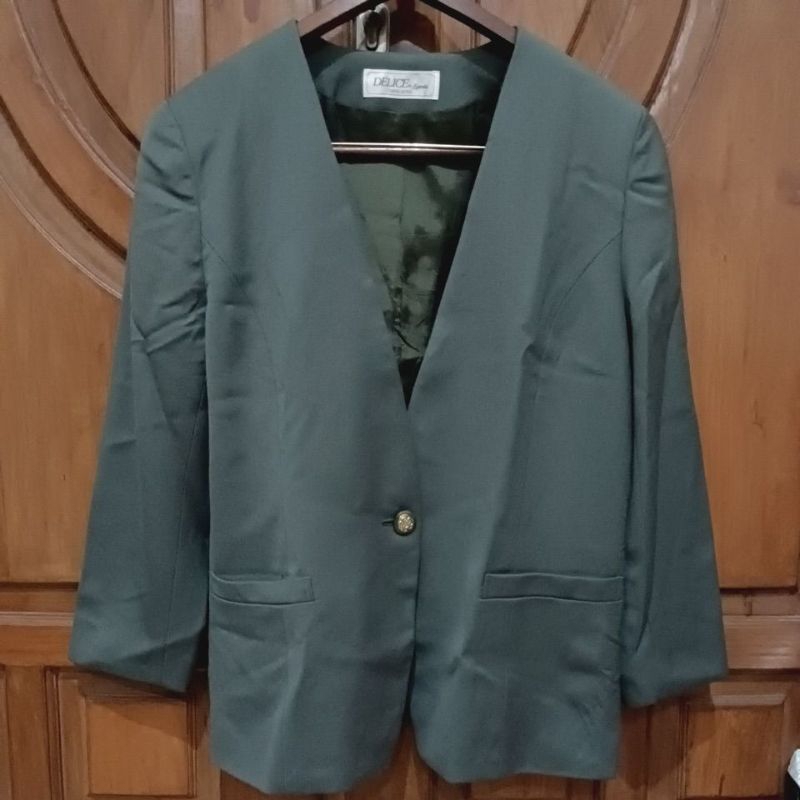 PRELOVED DELICE Blazer Loose Kerah Wanita Hijau Emerald Bigsize