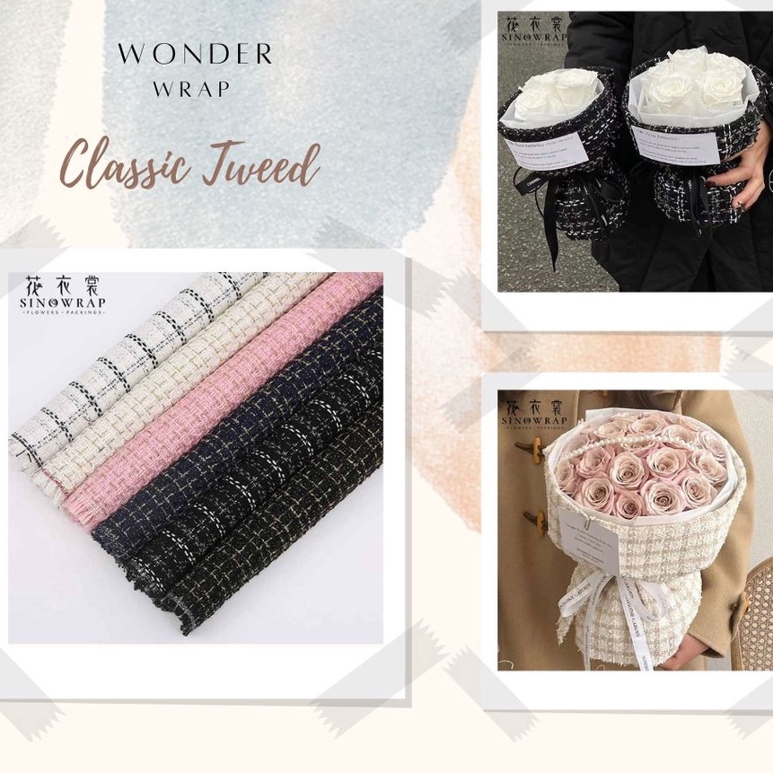 

HJ6 Flower Wrapping Kain Pembungkus Bunga Buket Classic Tweed untuk Hand Bouquet