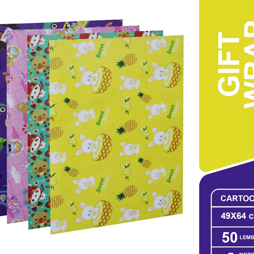 

Cepat SIDU Kertas Kado Glossy Motif Kartun Cartoon Gift Wrap 1 Pack isi 5 Lembar SDU GW K CAR AP