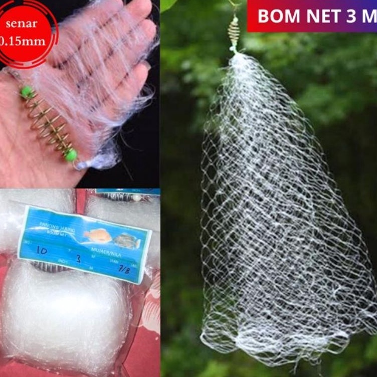 Arrival  pancing jaring Ikan Nila wader BOOM NET 3 METER Model Segitiga Pancingan Set