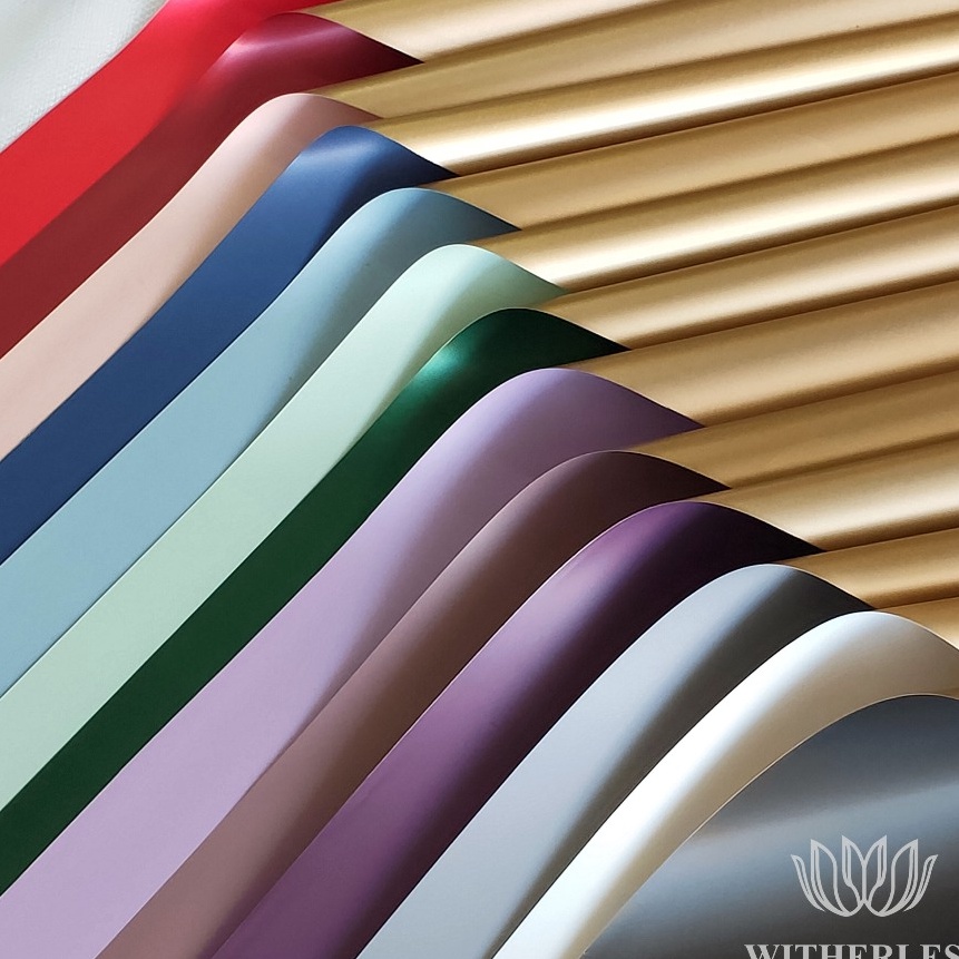 

KP8 1 2 LEMBAR Cellophane BiColor Gold NonTransparent Kertas Buket Bunga Florist Flower Wrapping Paper