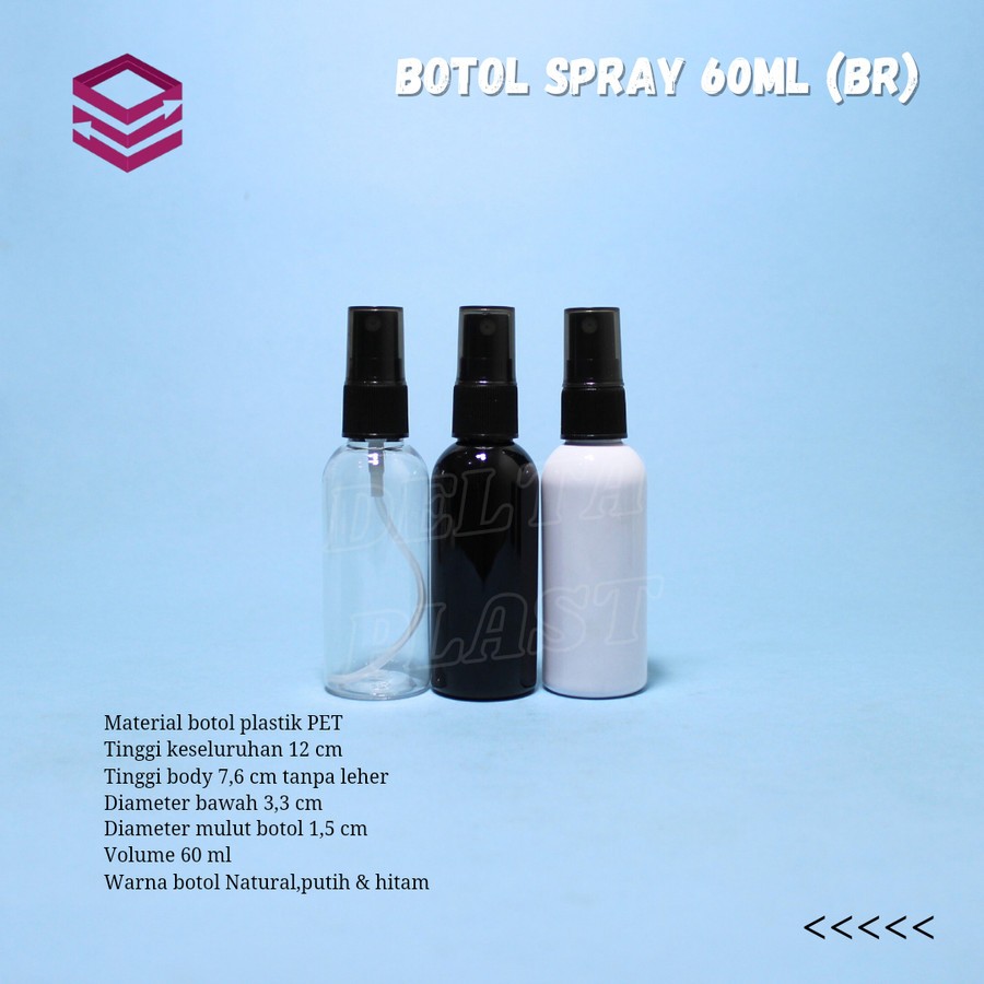 Botol pet 60ml tutup spray hitam smoke / Botol spray 60ml / Spray hitam smoke