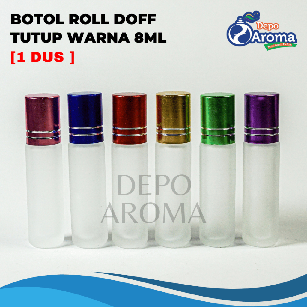 [KEMASAN 1 DUS] Botol Parfum Roll On Doff Tutup Warna 8ml