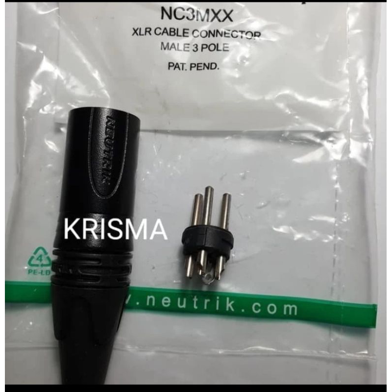 konektor jack XLR male 3 pin-hitam