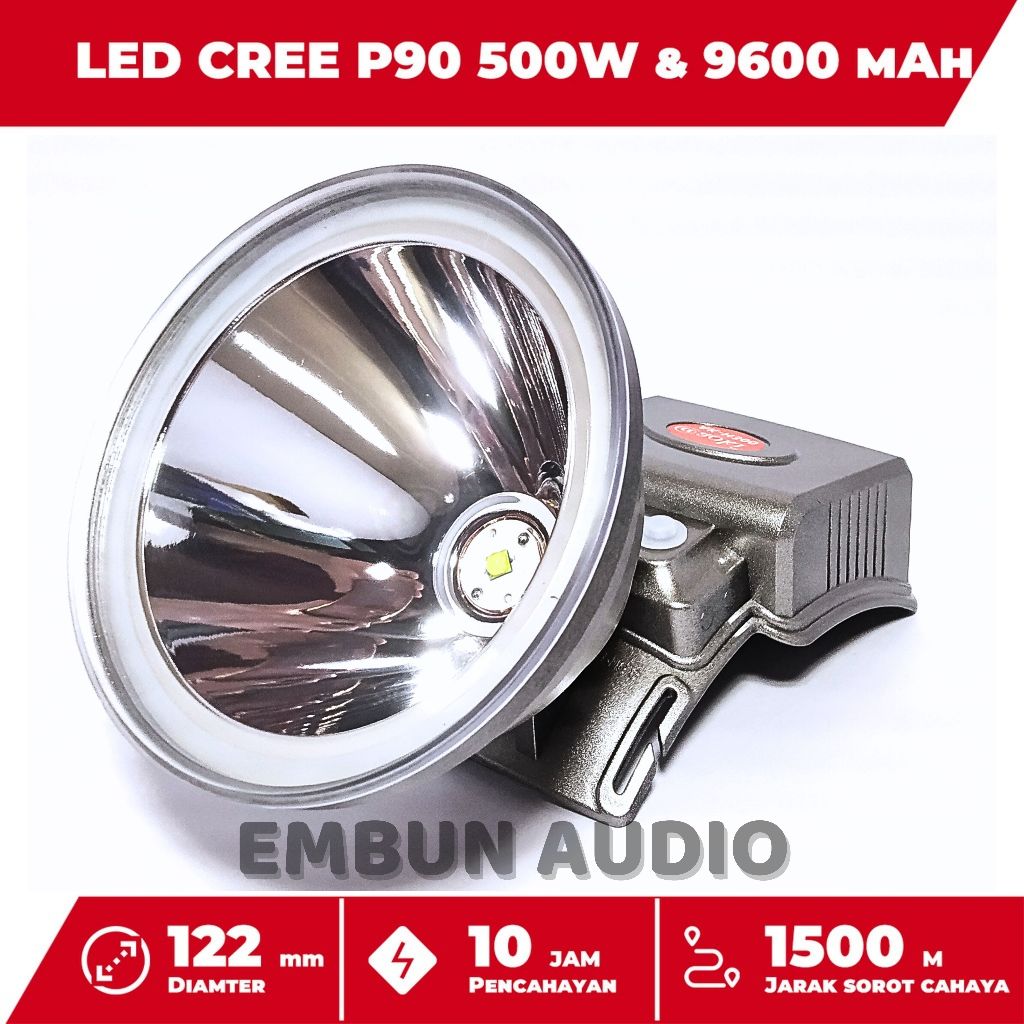 AOKI 500 Watt Senter Kepala Tahan Air Super Terang AK-H500 Cahaya Putih dan Kuning Headlamp AOKI Tah