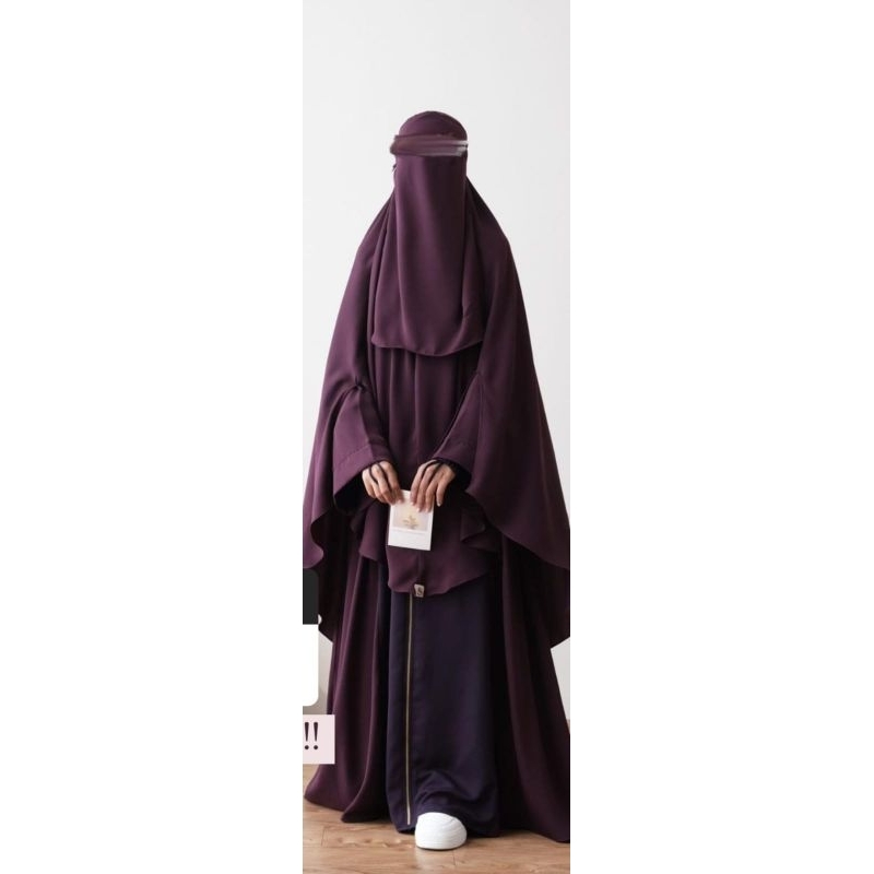 Khimar oval  split bilateral sidra warna plum