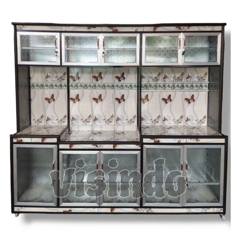LEMARI DAPUR KITCHEN SET MULTIGUNA (RAK PIRING/MEJA KOMPOR/MEJA MAGICOM/MEJA MASAK) JUMBO KAKI RODA