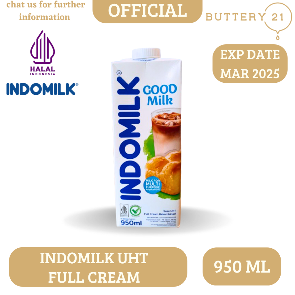 

INDOMILK UHT FULL CREAM 950 ML/SUSU FULL CREAM/SUSU UHT