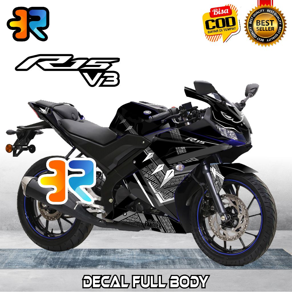 Decal R15 V3 Full Body Variasi Desain BLACK PHANTER