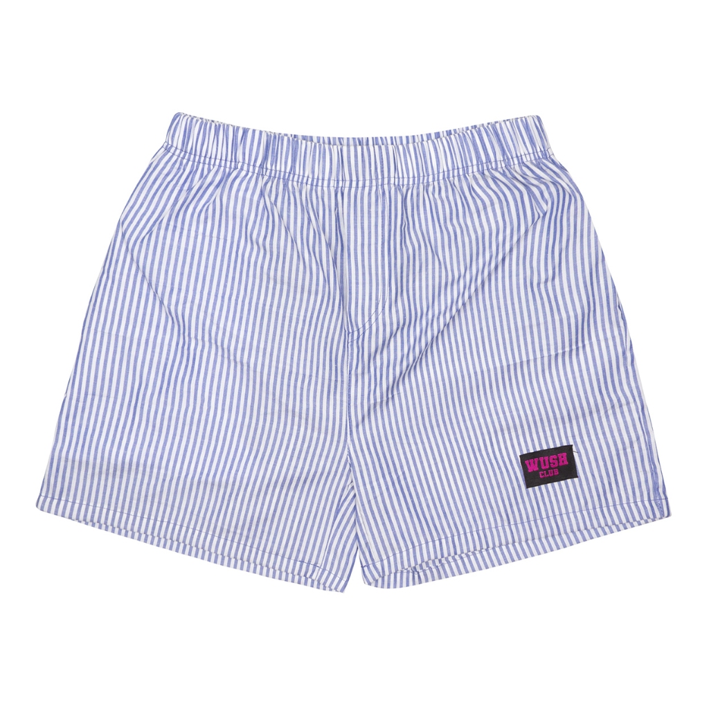WUSH CLUB CELANA PENDEK PRIA WANITA KOLOR BOXER MOTIF GARIS GARIS SALUR NAVY