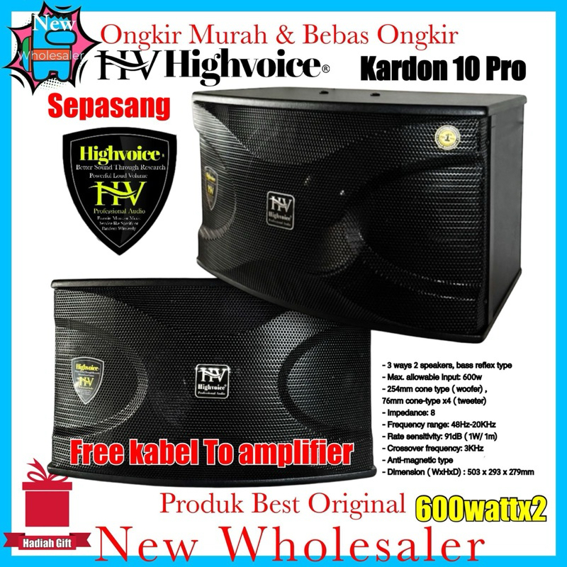 Speaker Karaoke 10 inch Highvoice Kardon 10 pro Sepasang Super Vokal bass original